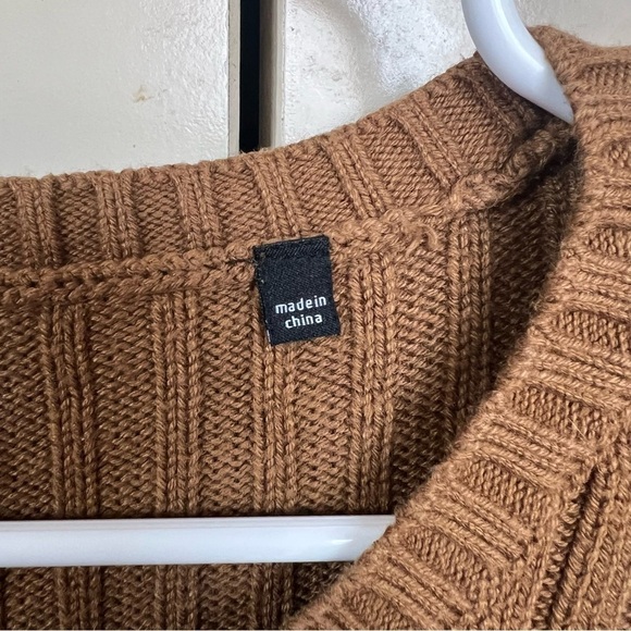 CAbi Mustard Brown Luna Pullover Ribbed Chunky Boxy Crop Sweater Size XS - Picture 7 of 12